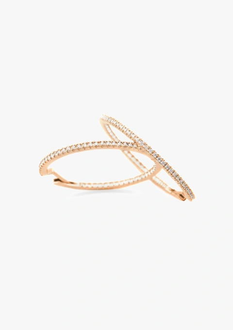 Pendientes BIG ROUND HOOPS en oro de Primera Ley y diamantes talla brillante