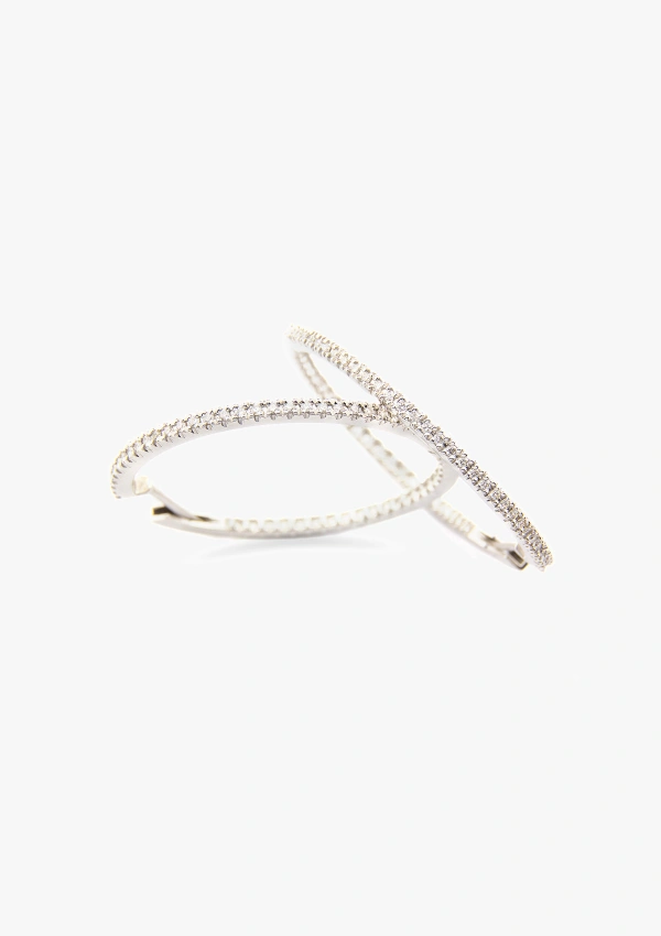 Boucles d'oreilles BIG ROUND HOOPS en or 18 carats et diamants taille brillant 2