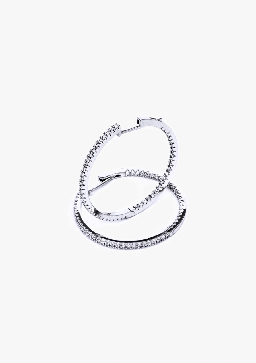 Pendientes BIG ROUND HOOPS en oro de 18K con diamantes|Pendientes de Diamantes|Godiam Alta Joyería