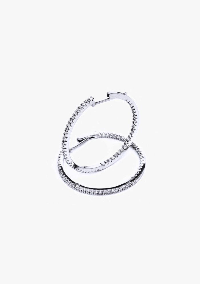 Pendientes BIG ROUND HOOPS en oro de 18K y diamantes|Pendientes de Diamantes|Godiam Alta Joyería