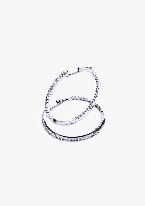 Pendientes BIG ROUND HOOPS en oro de 18K con diamantes|Pendientes de Diamantes|Godiam Alta Joyería