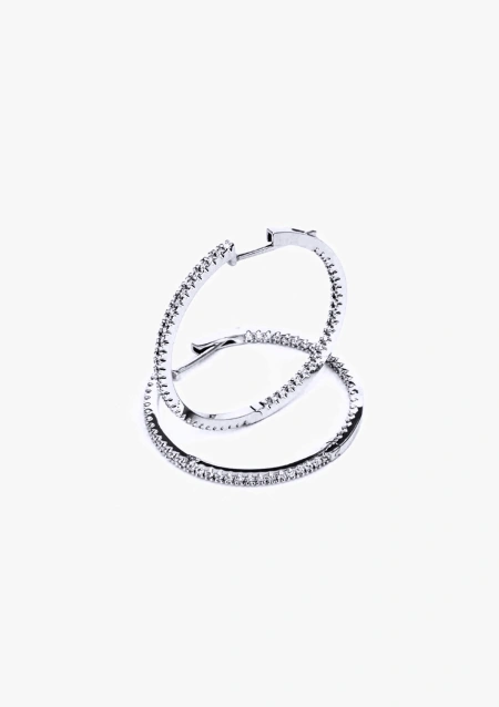 Pendientes BIG ROUND HOOPS en oro de 18K y diamantes|Pendientes de Diamantes|Godiam Alta Joyería