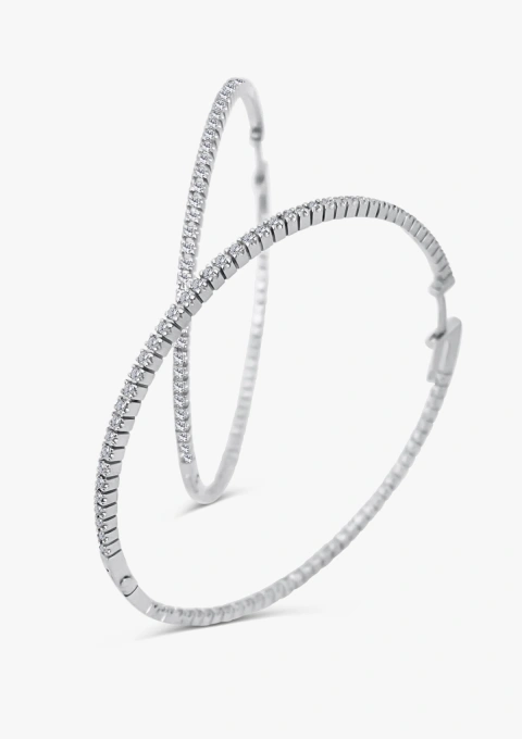 Boucles d'oreilles XTRA BIG ROUND HOOPS or 18K et diamants.