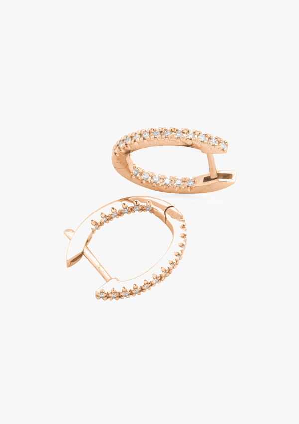 Brincos LITTLE OVAL HOOPS em ouro de 18 quilates e diamantes lapidados em brilhante