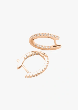 Pendientes LITTLE OVAL HOOPS en oro de Primera Ley y diamantes talla brillante