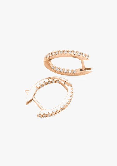 Pendientes LITTLE OVAL HOOPS en oro de Primera Ley y diamantes talla brillante