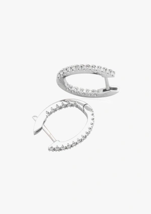 Pendientes LITTLE OVAL HOOPS en oro de Primera Ley y diamantes talla brillante 2