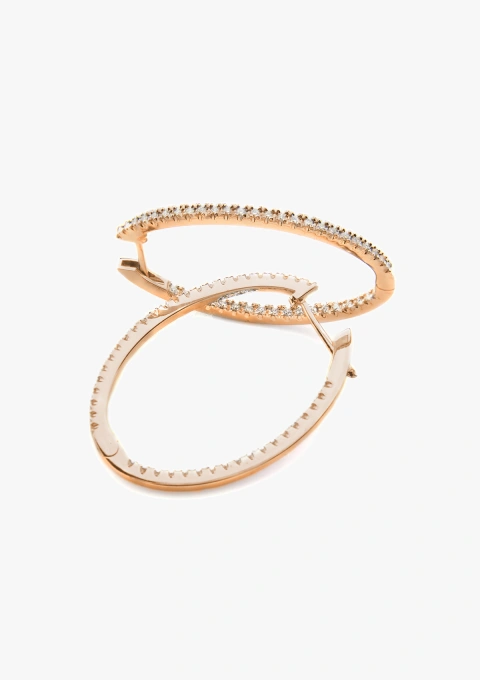 Boucles d'oreilles BIG OVAL HOOPS en or 18 carats et diamants taille brillant