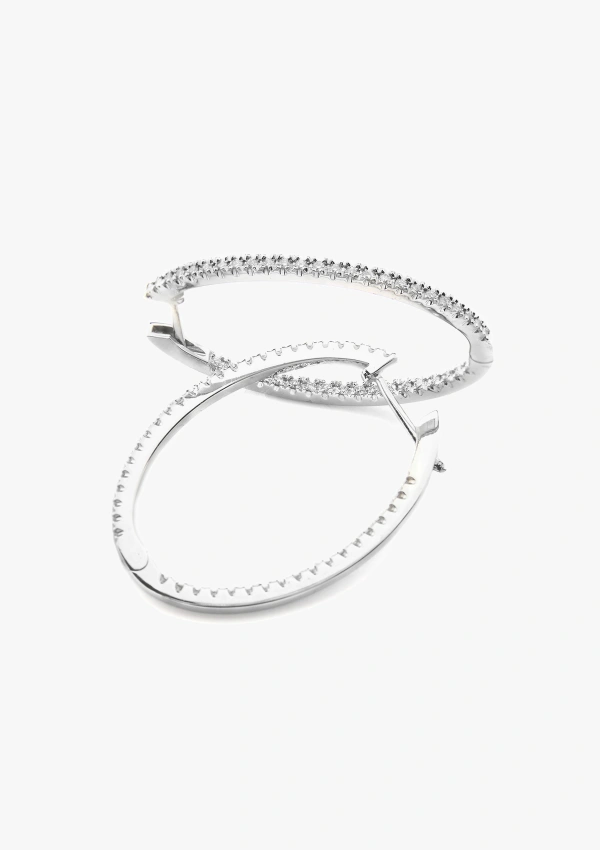 Pendientes BIG OVAL HOOPS en oro de Primera Ley y diamantes talla brillante 2