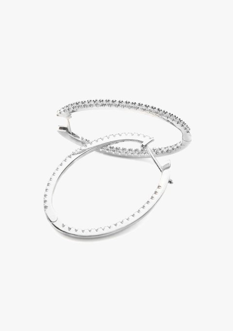 Boucles d'oreilles BIG OVAL HOOPS en or 18K et diamants.