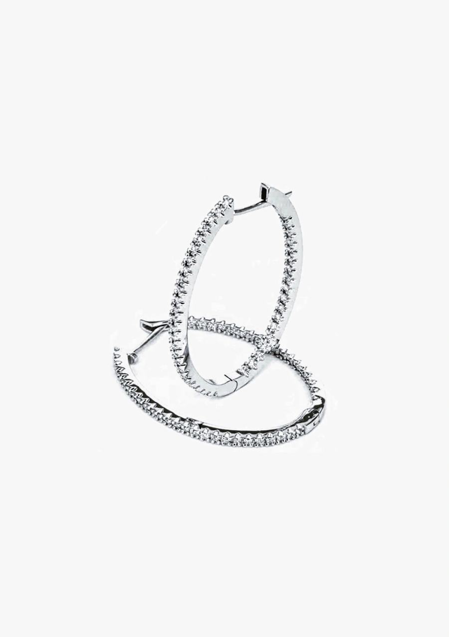 Boucles d'oreilles BIG OVAL HOOPS en or 18K et diamants.
