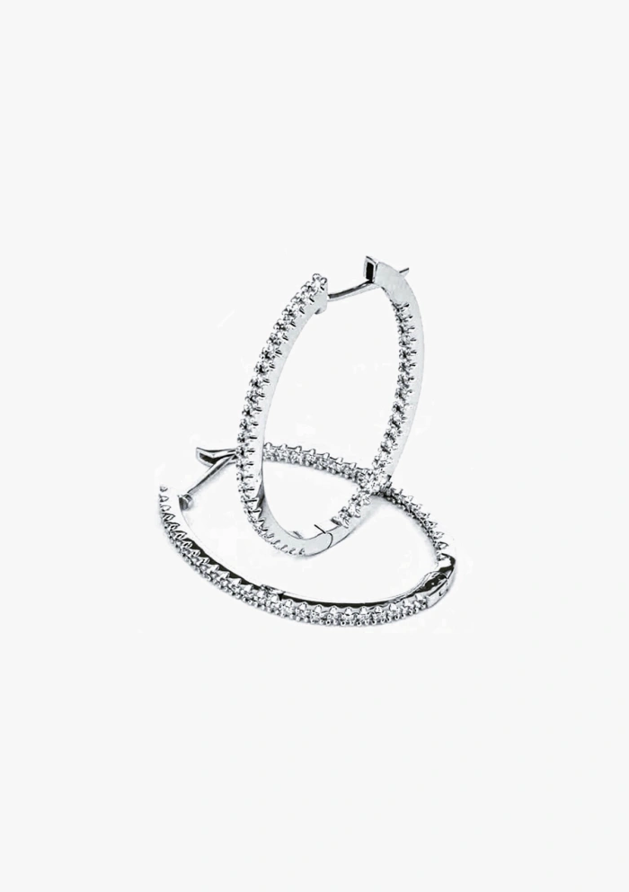 Pendientes BIG OVAL HOOPS en oro de 18K y diamantes|Luxury By GODIAM|Godiam Alta Joyería