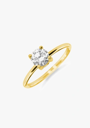 GAZELLE 18K yellow gold with brilliant cut diamonds solitaire ring 2