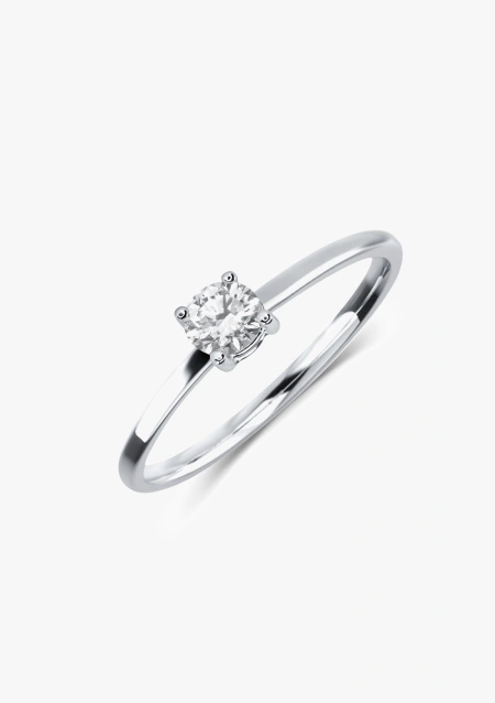 Bague solitaire GAZELLE en or blanc 18 carats et diamant taille brillant