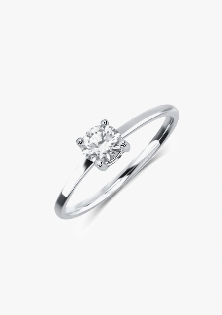 Bague solitaire GAZELLE en or blanc 18 carats avec diamant.