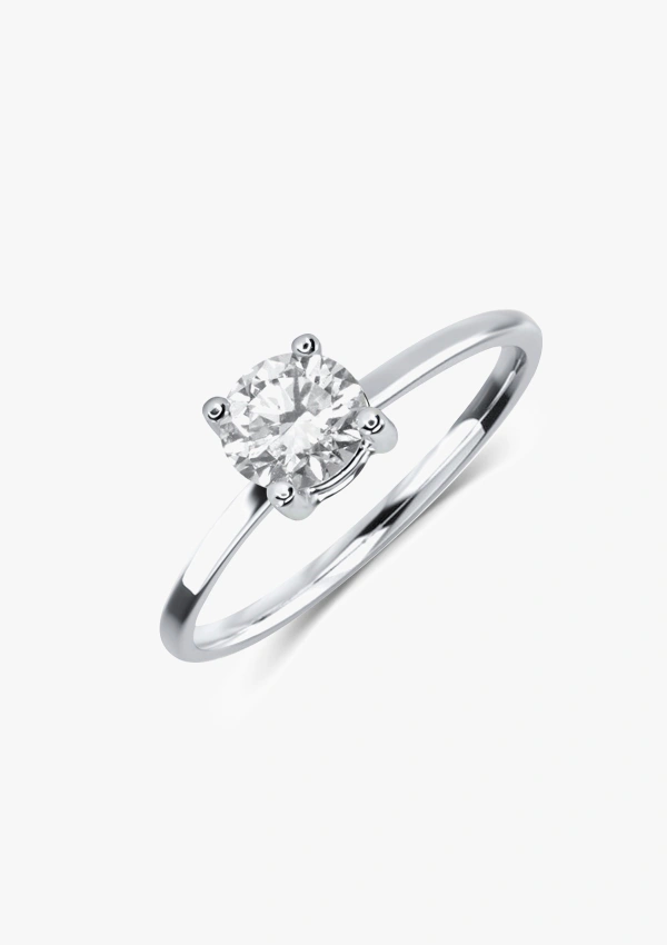 Anel solitário GAZELLE em ouro branco de 18 quilates com diamante de lapidação brilhante 2