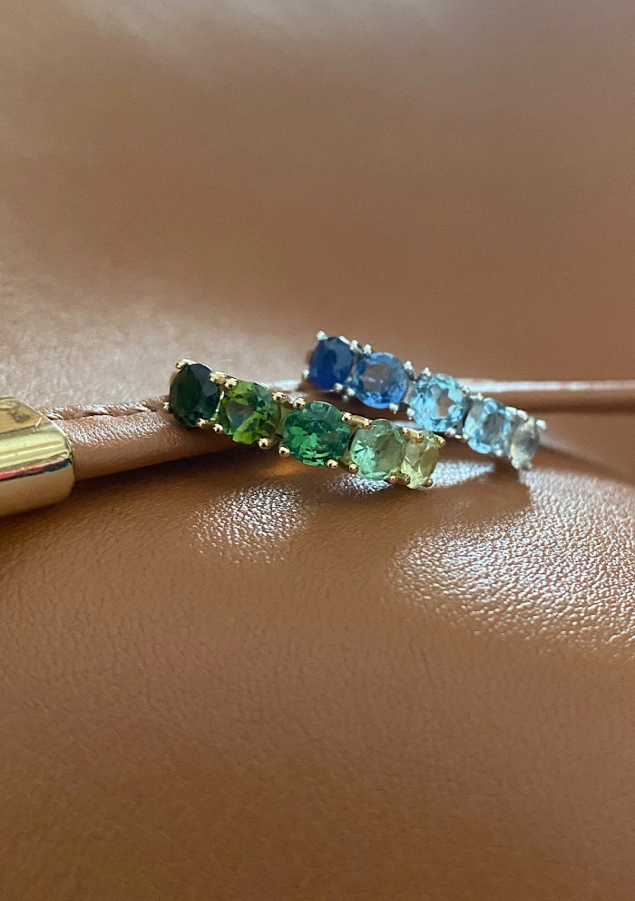 Bague GREEN DEGRADÊ or jaune 18K avec tourmalines vertes.
