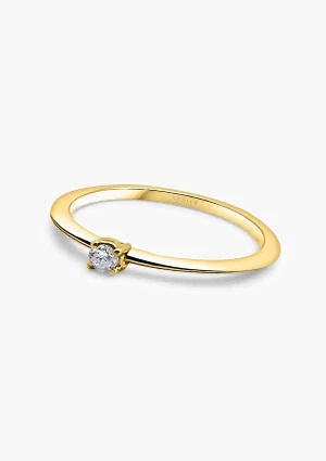 SUNFLOWER 18K yellow gold with brilliant cut diamond solitaire ring