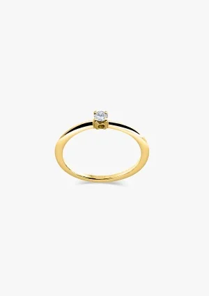SUNFLOWER 18K yellow gold with brilliant cut diamond solitaire ring 2