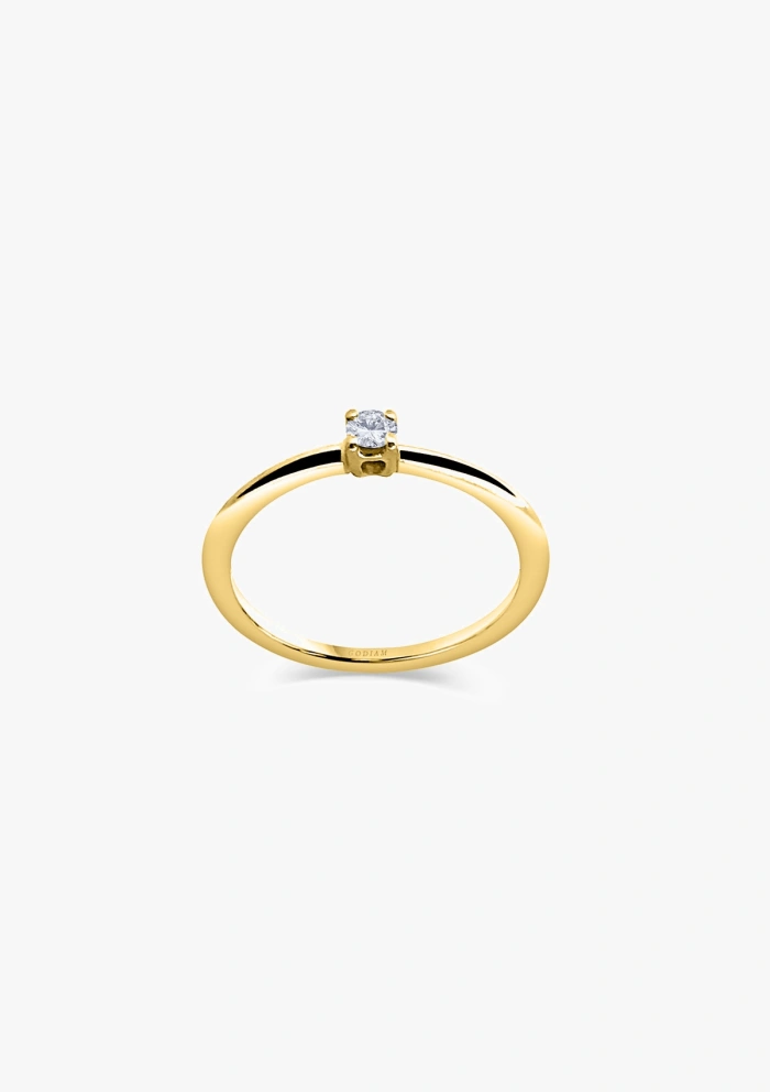 SUNFLOWER 18K yellow gold diamond solitaire ring.