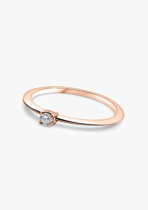 SUNFLOWER 18K rose gold with brilliant cut diamond solitaire ring