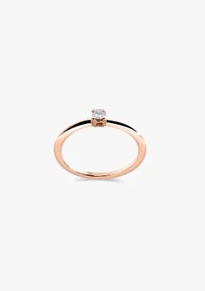 SUNFLOWER 18K rose gold with brilliant cut diamond solitaire ring 2