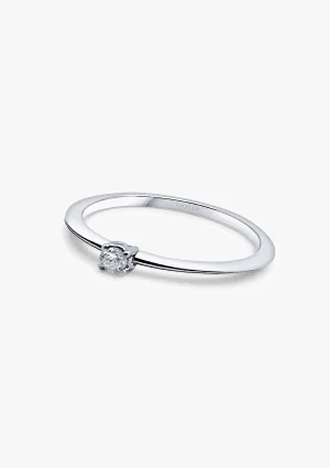 SUNFLOWER 18K white gold diamond solitaire ring.