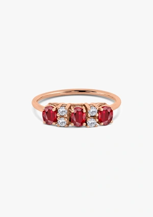 LAURA 18K rose gold with diamonds and rubies ring. 2