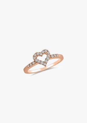 Bague COEUR en or rose 18 carats avec diamants taille brillant