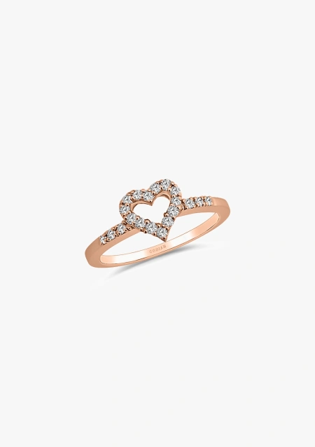 Anillo COEUR en oro rosa de 18K con diamantes talla brillante