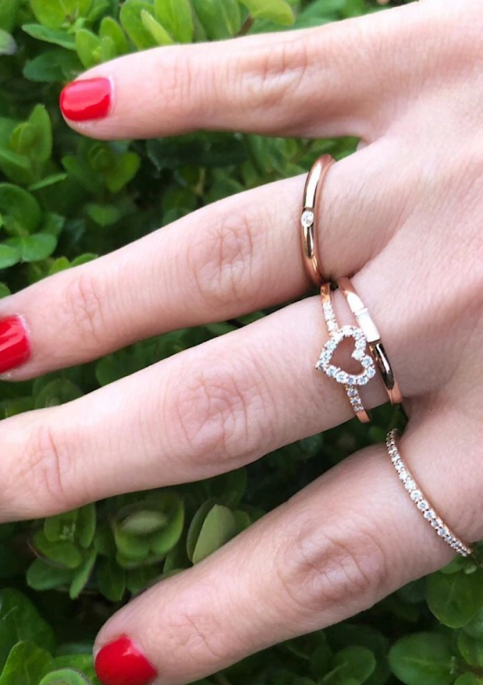 Anillo COEUR en oro rosa de 18K con diamantes|Anillos de Compromiso|Godiam Alta Joyería