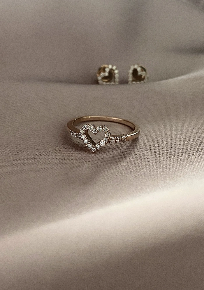 Anillo COEUR en oro rosa de 18K con diamantes|Anillos de Compromiso|Godiam Alta Joyería