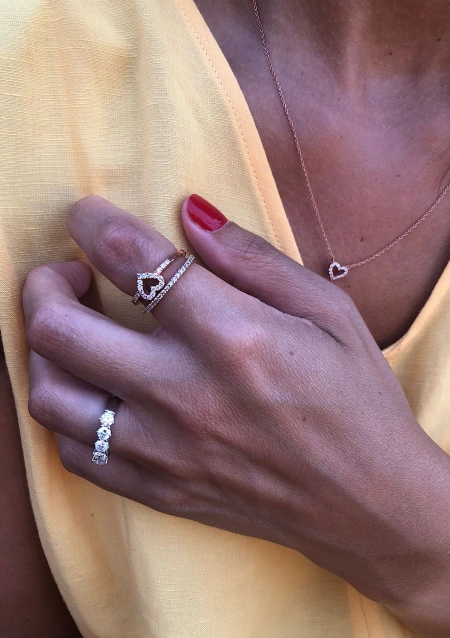Anillo COEUR en oro rosa de 18K con diamantes|Anillos de Compromiso|Godiam Alta Joyería