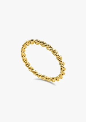 TRENZA 18K yellow gold twisted hoop wedding band