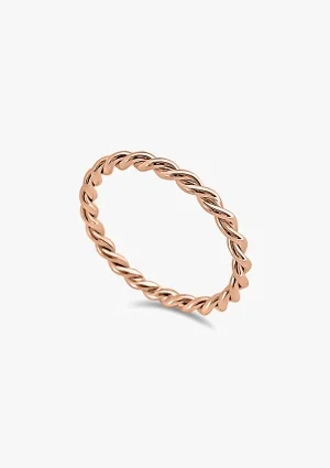 TRENZA 18K rose gold twisted hoop wedding band