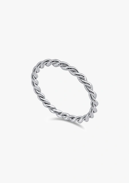 Anillo alianza TRENZA en oro blanco de 18 quilates