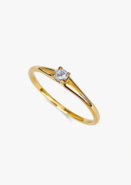 Anillo solitario LUGANO en oro amarillo de 18K con diamante talla brillante