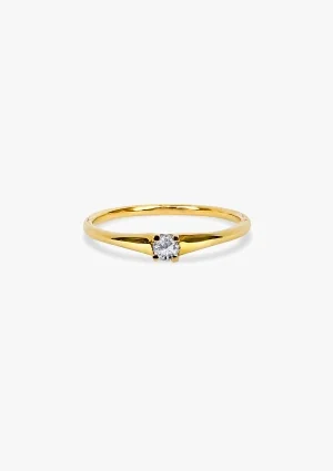 LUGANO 18K yellow gold with brilliant cut diamond solitaire ring 2