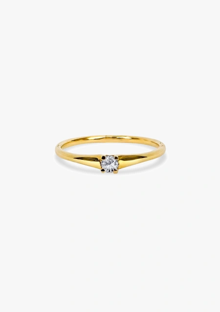 Anillo solitario LUGANO en oro amarillo 18K y diamante|Anillos de Diamantes|Godiam Alta Joyería