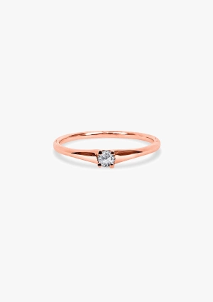 LUGANO 18K rose gold brilliant cut diamond solitaire ring. 2