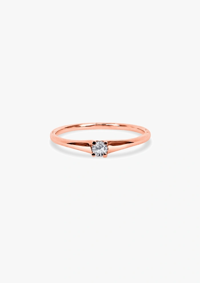 Bague LUGANO en or rose 18K et diamant taille brillant.