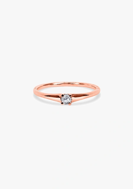 Bague LUGANO en or rose 18K et diamant taille brillant.