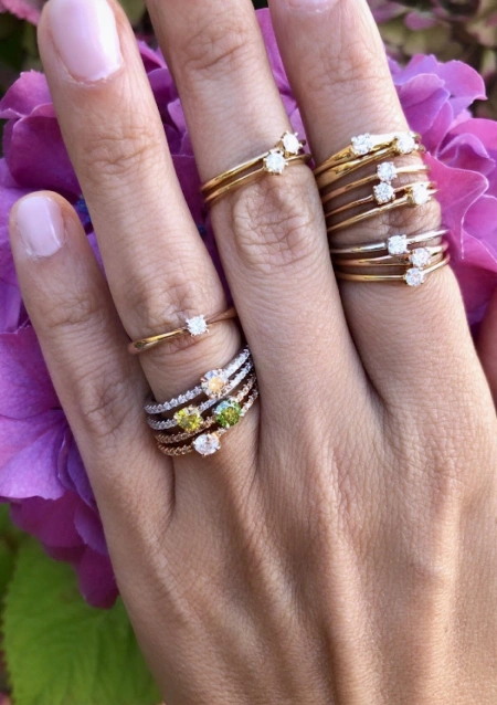 Bague LUGANO en or rose 18K et diamant taille brillant.