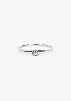 LUGANO 18K white gold brilliant cut diamond solitaire ring. 2