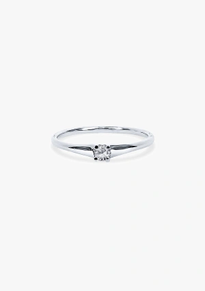 LUGANO 18K white gold brilliant cut diamond solitaire ring. 2