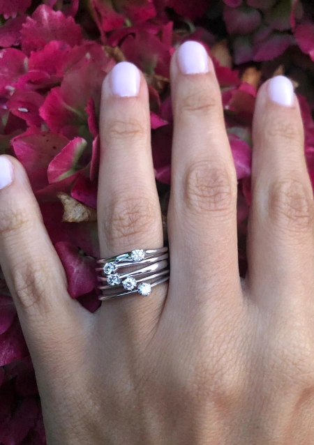 LUGANO 18K white gold brilliant cut diamond solitaire ring.