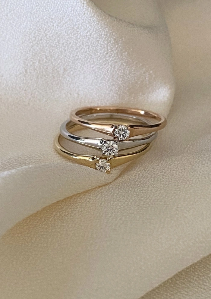 LUGANO 18K white gold brilliant cut diamond solitaire ring.