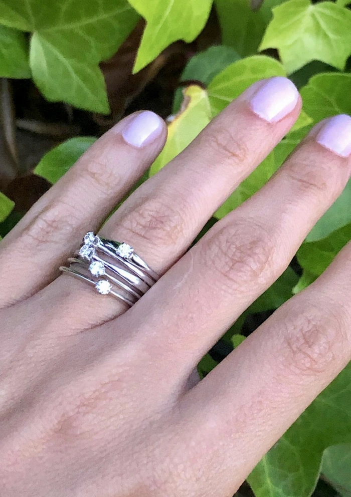 LUGANO 18K white gold brilliant cut diamond solitaire ring.