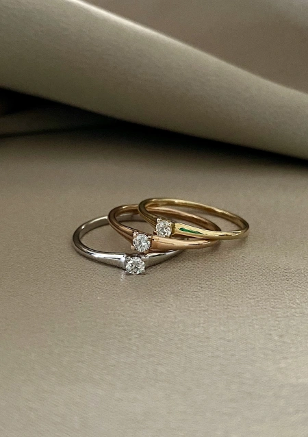 LUGANO 18K white gold brilliant cut diamond solitaire ring.