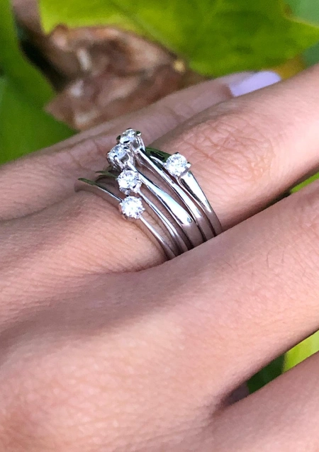 LUGANO 18K white gold brilliant cut diamond solitaire ring.